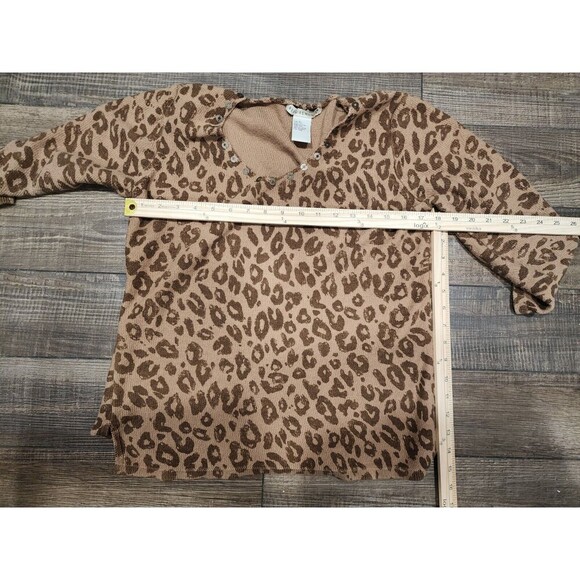 Requirements Long Sleeve Pullover Sweater Top Women’s XL Leopard Cheetah - Picture 5 of 5